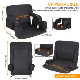 CAMULAND Heated Massage Stadium Seat with Back Support – Reclining, Foldable Bleacher Chair with Upgraded 3 Heat Massage Levels,Shoulder Straps & Thick Cushioning, for Outdoor Sports, Camping