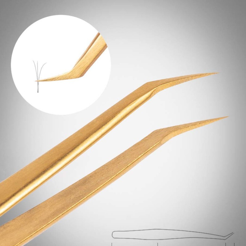 Wishbeauty Lash Tweezers for Eyelash Extensions, Professional Tweezers, Stainless Steel