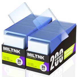 400 Pack Card Sleeves Toploaders, Hard Plastic Top Loaders, Baseball Sports Trading PKM Card Holder Protectors (200 Toploaders + 200 Sleeves)