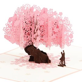Pop Up Anniversary Card, 3D Cherry Blossom Love Tree Hearts