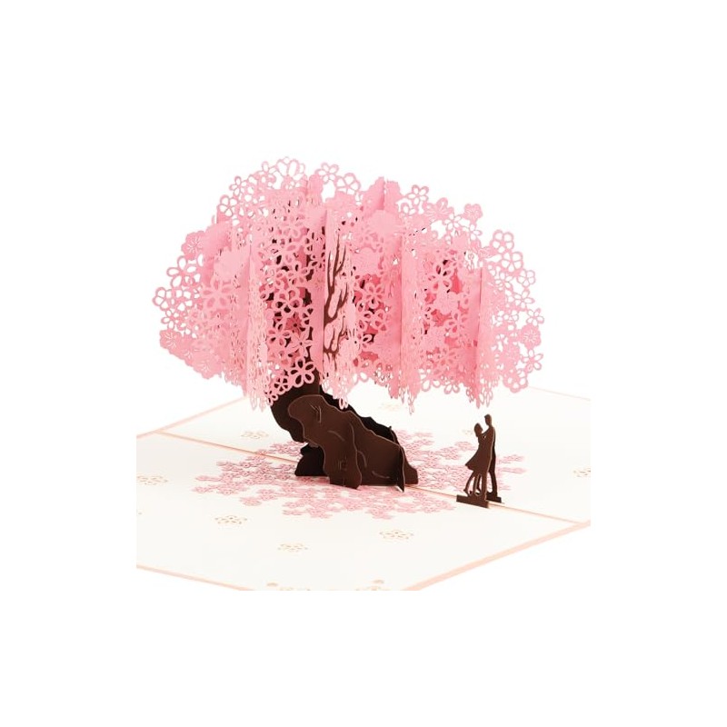 Pop Up Anniversary Card, 3D Cherry Blossom Love Tree Hearts