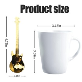 Qaestuan Pack of 7 Coffee Spoons, Guitar Spoons, Music Note Coffee Spoons, Coffee Spoons Made of Colourful Stainless Steel, Dishwasher Safe, Musician Gifts, for Iced Coffee, Milk, for Households,