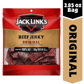 Jack Link's Beef Jerky, Original Jerky Bag – Flavorful Meat Snack, Ready to Eat Protein Snack with 10g of Protein and 80 Calories per Serving, Made with 100% Beef, Keto Friendly, 2.85 Oz.