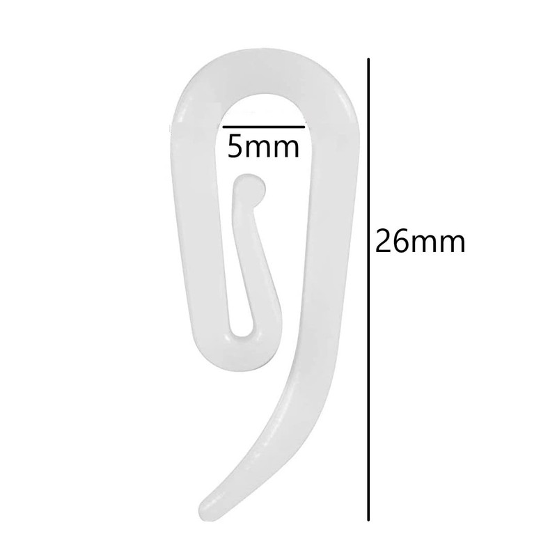White Pastic Curtain Hooks, Heavy Duty White Hooks for Pencil