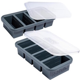 Souper Cubes 1 Cup Meal Prep Silicone Freezer Molds With Lids, 2 Pack, Freeze Food in Perfect Portions, Perfect for Soup, Leftovers, Bariatric Meal Prep and More, Kitchen Must Have - color: Charcoal, size: 2-pk