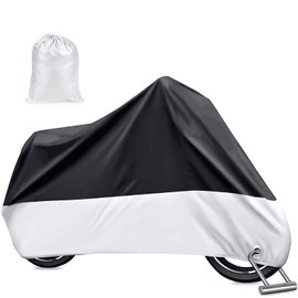 Loriketty Waterproof Protective Motorcycle Cover, Motorcycle Protective Surface, Anti Dust, Rain, Dirt, Black Silver, L