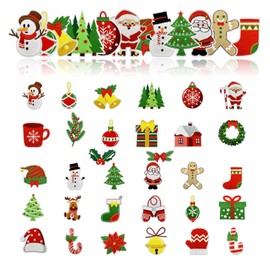 HEYTRCO 32PCS Christmas Iron on Patches, Cartoon Holiday Socks Santa Jingerbread Reindeer Embroidered Patches for Clothes, Custom Gift Applique for Kids, Hats, Jeans, Jackets, Bags, Backpacks, Dress