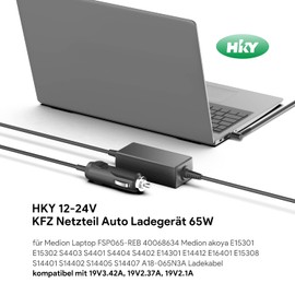 HKY 19V 65W 45W Car Power Supply A18-065N3A Car Charging Cable for Medion Akoya E14303 E14308 E13203 S4403 S4401 S4404 S4402 S14407 S14405 S14406 S144 04 S14403 S14402 S14401 Medion Akoya Charger