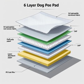 6-Layer Dog Pee Pads, Extra Large, Absorbent, Leak-Proof, Quick Dry Disposable Pads for Puppies, Senior Dogs, Cats, and Small Pets – Ideal for Potty Training & Housebreaking.
