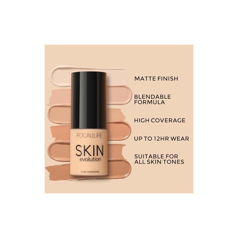 FOCALLURE- 2 piezas de base lquida, base Skin Evolution corrector,