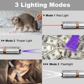 Koackl Cat Toy Pointer for Indoor, USB Rechargeable Cat Toy, 3 Light Colors Cat Interactive Toys for Dogs, Cats, Pet Chase Toy for Fun Playing Training Exercise Indoors