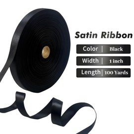 Brooke Kalla Black Ribbon 5/8 inch 100 Yards Double Faced Satin Ribbon for Flower Bouquet and Gift Wrapping