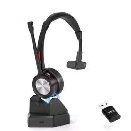 MAIRDI Wireless Headset with Microphone for PC, 40H Play Time, 5.2 Bluetooth Headset with Mic Noise Canceling for Truck Driver Office Remote Work Call Center, Telephone Headset for Teams Skype Zoom