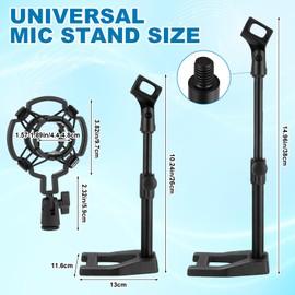 Relaxweex 4 Set Desktop Microphone Stand Adjustable Table Mic Stand with Microphone Clip Weighted Base Shock Storage Bag 3/8" to 5/8" Adapter Compatible with Fifine K669B AT2020 SM58