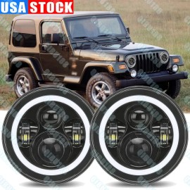 Unbranded Brightest  Round 7" LED Headlights w/ Turn For Jeep Wrangler JK H6024 2PCS