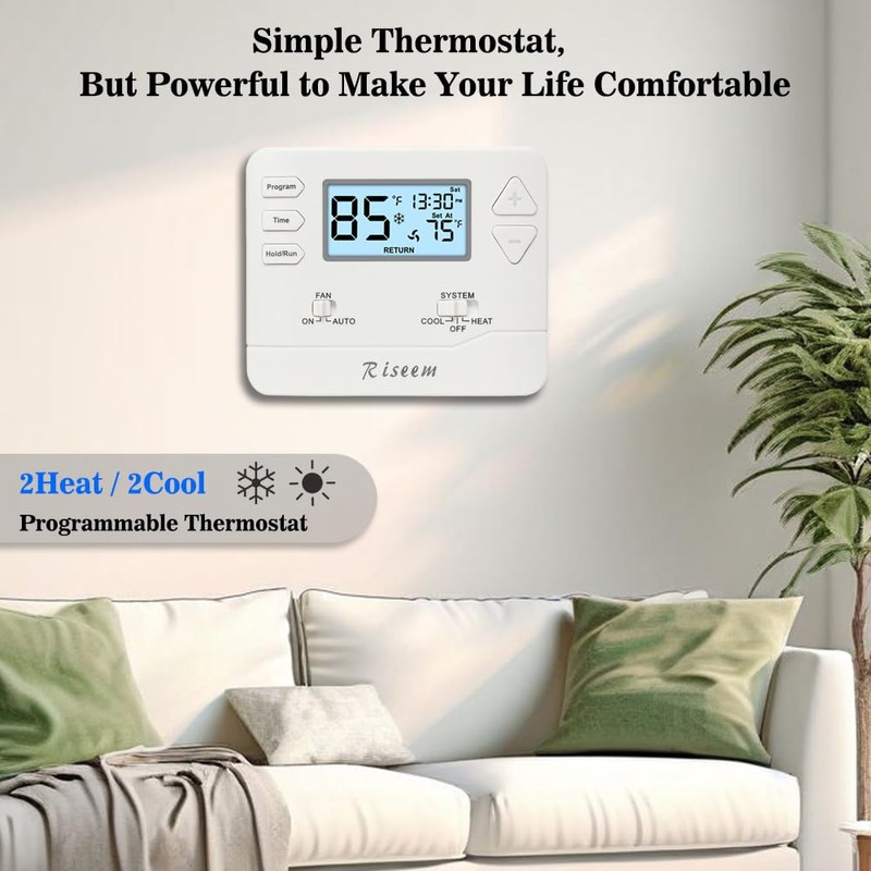Programmable Thermostat for House,5-1-1 Day Programmable,Multi-Stage,Digital Energy-Saving Thermostat,2 Heat/2 Cool,