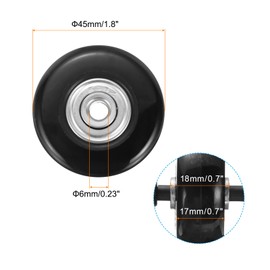 sourcing map Set of 2 Luggage Wheels Replacement 45 x 18 mm/1.8" x 0.7" Rubber Swivel Caster Bearing Wheels Repair Kits for Suitcase Inline Outdoor Skate,Black