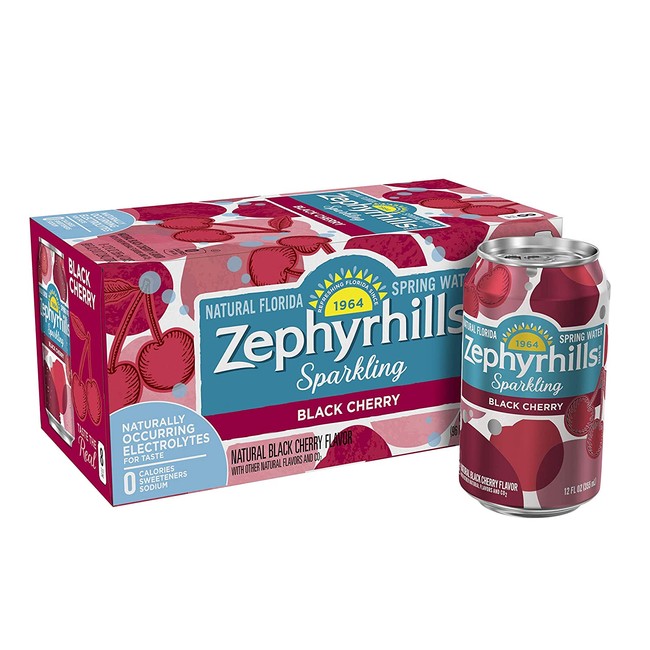 Sparkling Zephyrhills Brand Natural Spring Water, Black Cherry, 12-Ounce Can (Pack of 8)