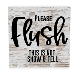 Bathroom Signs Decor Funny Bathroom Counter Decor Bathroom Rules Sign Do Not Flush Sign for Bathroom Home Office Decor Housewarming Gifts Restroom Sign Wooden Box 5.1 x 5.1 Inches.