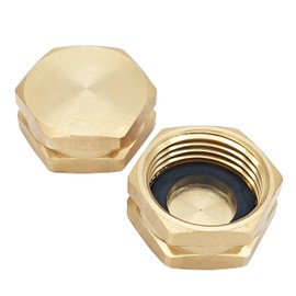 Kabter Brass Garden Hose Thread End Caps with Washers, 3/4" GHT Female Adapter(Pack of 2)