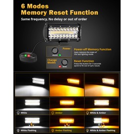 Auxbeam 6 Modes Amber White Series 7" 300W LED Light Bar, Flashing Strobe LED Pods Spot Flood Combo, Dual Color Amber Fog Lights for Jeep, Car, Motorcycle, ATV, UTV, SUV, Pair