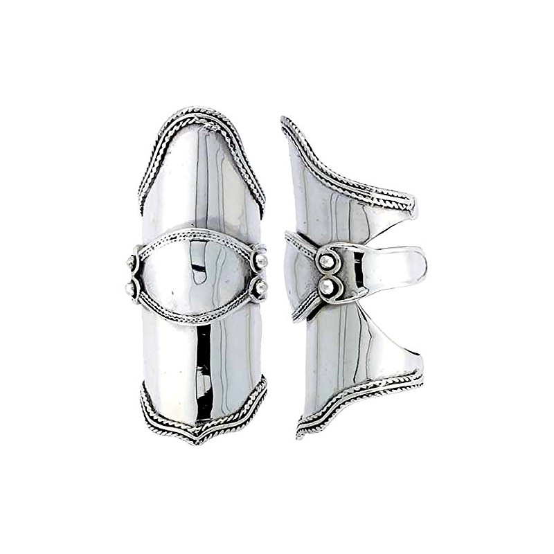 Sterling Silver Finger Armor Ring 2 5/16 inch Wide, Size