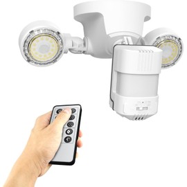 SANSI 25 Watt 3000 LM Motion Sensor Outdoor Security Lights with Remote, 5000K Daylight, Dusk to Dawn, IP65 Waterproof, ETL Listed, Eave Mount Security Lights for Yard, White