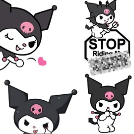 Car Stickers - 4 Pack Anime Cute Kuromi Vinyl Sticker, Peeking car Decals, Funny Stickers - Waterproof Bumper Stickers for Cars, Truck, Motorcycle, Wall, Window and Laptop.