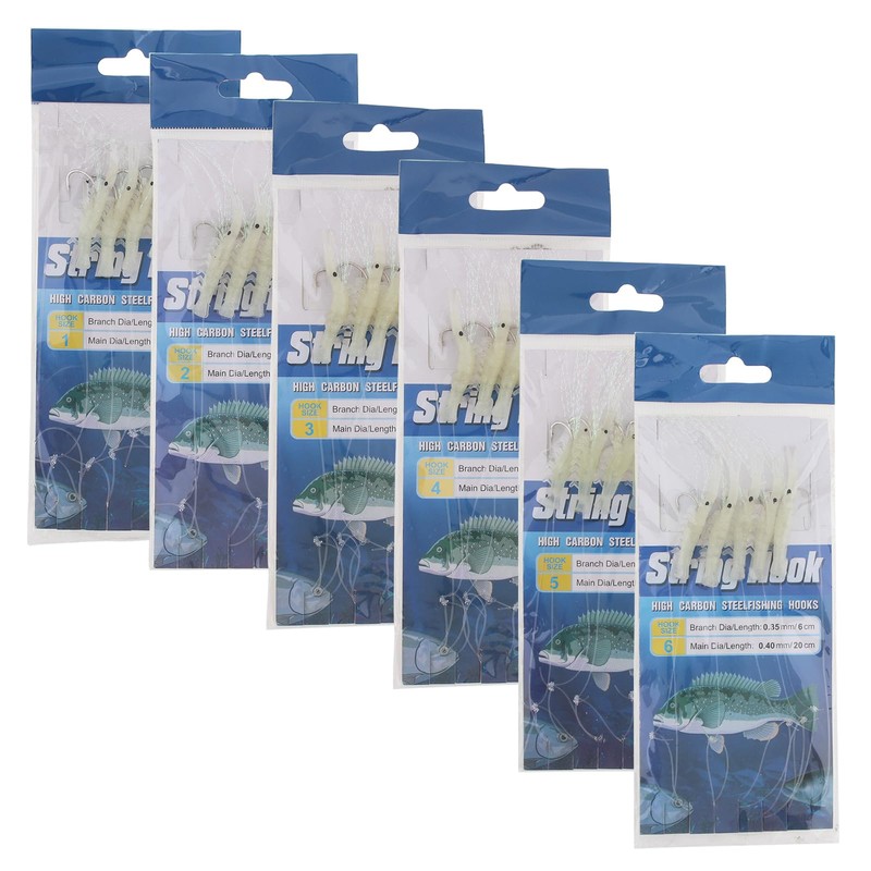 Conskyee Luminous Shrimp Baits Set, 6 Pack Soft Fishing Lure