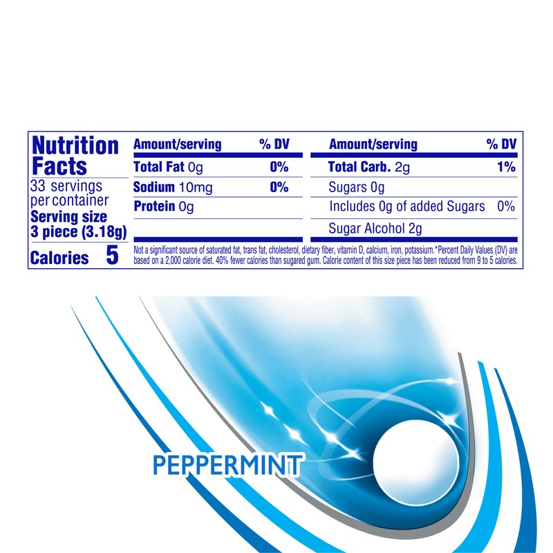 Mentos Always White Peppermint Sugar Free Gum with Xylitol Sweetener,