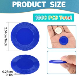 Coopay 1000 Pieces Plastic Poker Chips Poker Card Game Chips Bulk Learning Counters Disks Bingo Chip Counting Markers for Math Practice, Game Tokens and Teaching Rewards, 25 mm/ 1 Inch (Blue)
