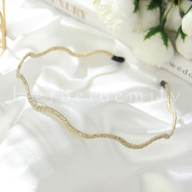 Herbeluemily Hair Accessory, Gold Headband with Thin Wave, Simple, Wavy Shape, Elegant, Stylish