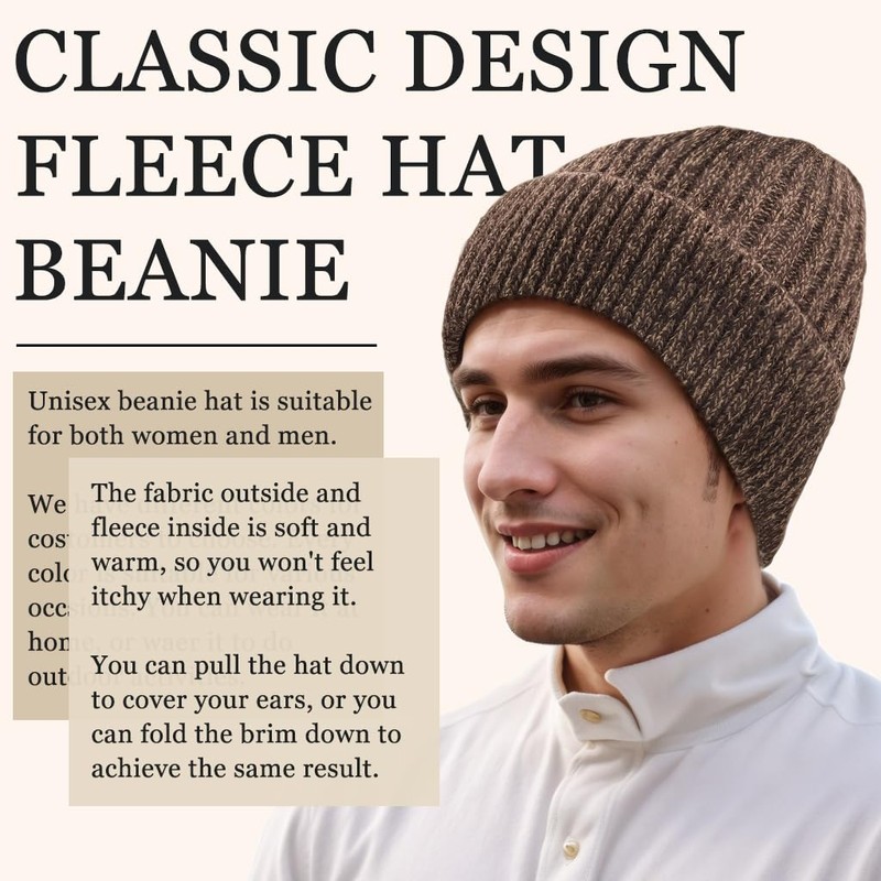 Beurlike Winter Beanie Hats for Men Women Warm Thick Soft