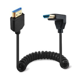 Kework 4ft HDMI 8K@60HZ Coiled Cable, 90 Degree Up Angle HDMI 2.1 Male to Male Adapt