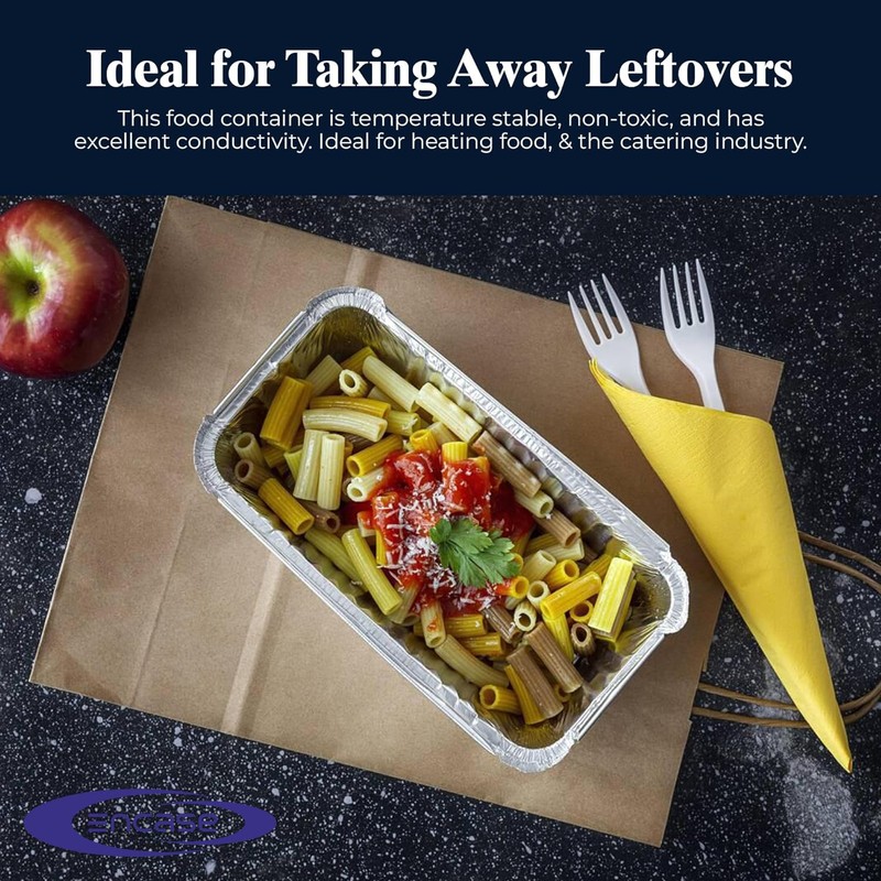 encase 50 x Large Aluminium Foil Food Containers and Lids