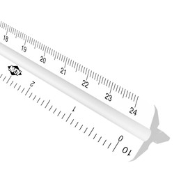 ALVIN Engineering Triangular Scale Ruler White with Black Graduations 12" Model 111P, Drafting Triangular Scale for Engineers, Students, and Professionals - 12 Inches
