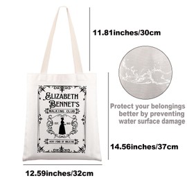 JNIAP Pride Prejudice Tote Bag Elizabeth Bennet Gifts Pemberley Tote Bag Elizabeth Bennet Walking Club Gifts, Elizabeth Tb, Large