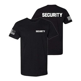 Promotion & Beyond Security with US Flag Unisex T-Shirt, 3XL, Black