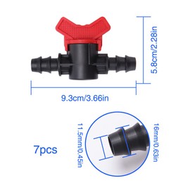 VooGenzek 7 Pieces Plastic Aquarium Water Flow Control Valve, Drip Irrigation Barb Switch Valve, Hose Irrigation Stopcock for 16 mm Hose