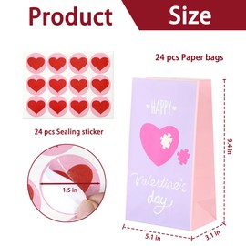 Artseen Artseen Valentine's Treat Paper Bags 5.10X3.10X9.4 inches(24 CT) (Valentine's bag)
