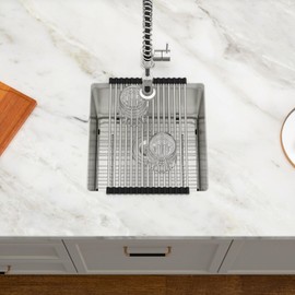 Dcolora 17 Inch Wet Bar Sink Undermount Spuare 16 Gauge Stainless Steel Small Kitchen Prep Sink Single Bowl,17’x17", DC-T7719