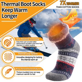 Welwoos Heated Thermal Socks for Women & Men Warm Thick Winter Ski Boot Insulated Stocking Stuffers Gift Socks 3 Pairs(Mixed Snowflake,L)