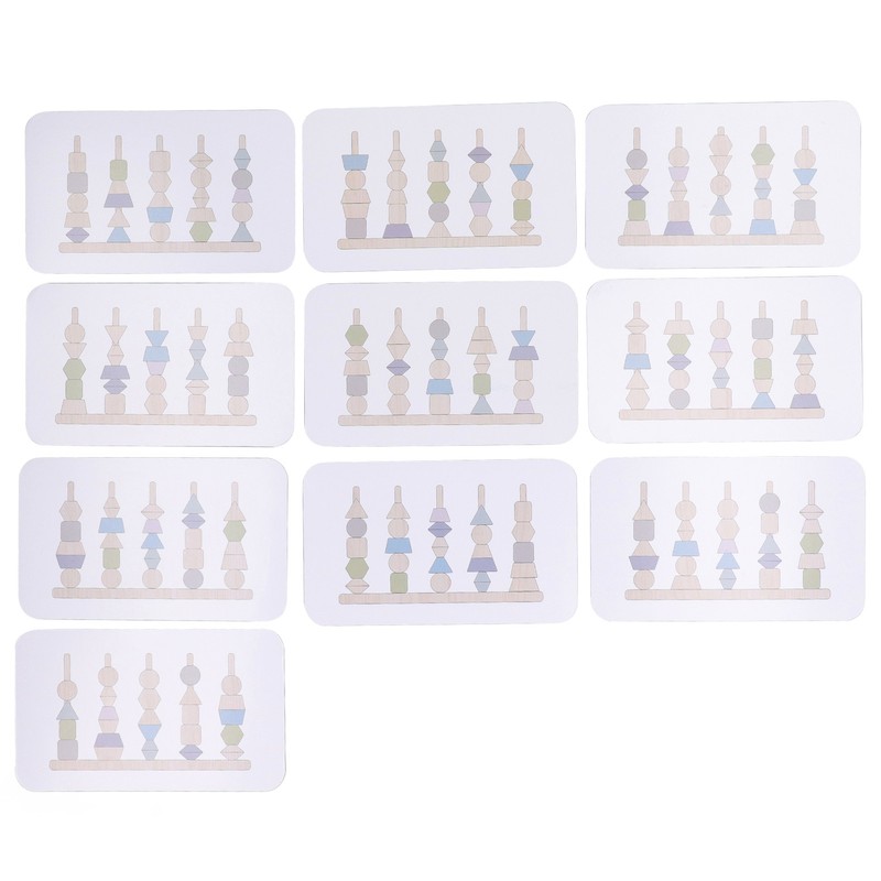 Stack Matching Set Educational Wood with 10 Cards Geometric Shape