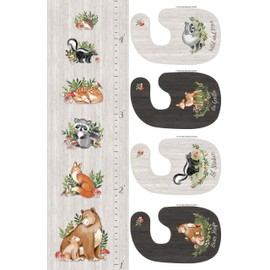 Northcott Woodland Adventures 29.5" x 43.5" Growth Chart and Bib Panel Digital Medium Gray/Multi