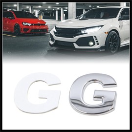 Hihaha Silver Tone Metal G Letter Shaped Alphabet Sticker Emblem Badge Decals for Car Auto Durable Material