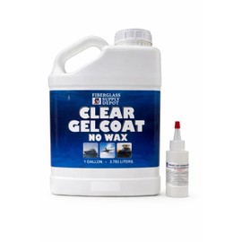 Fiberglass Supply Depot Clear Gelcoat Without Wax – UV-Resistant Marine Gelcoat for Interior & Exterior Use – Gallon Kit with 60cc MEKP Hardener