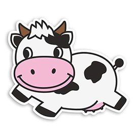 2 x 10cm Happy Cow Vinyl Stickers - Farm Kids Fun Cartoon Laptop Sticker #20790 (10cm Wide)