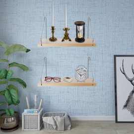 Fabric Walls Cubicle Shelf with Hooks, 11.8' Wooden Cubicle Shelves with Hangers, Cubical Accessories for Work, Office Cubicle Wall Decor, Cubicle Decorations for Women Men Desk (2, Natural)