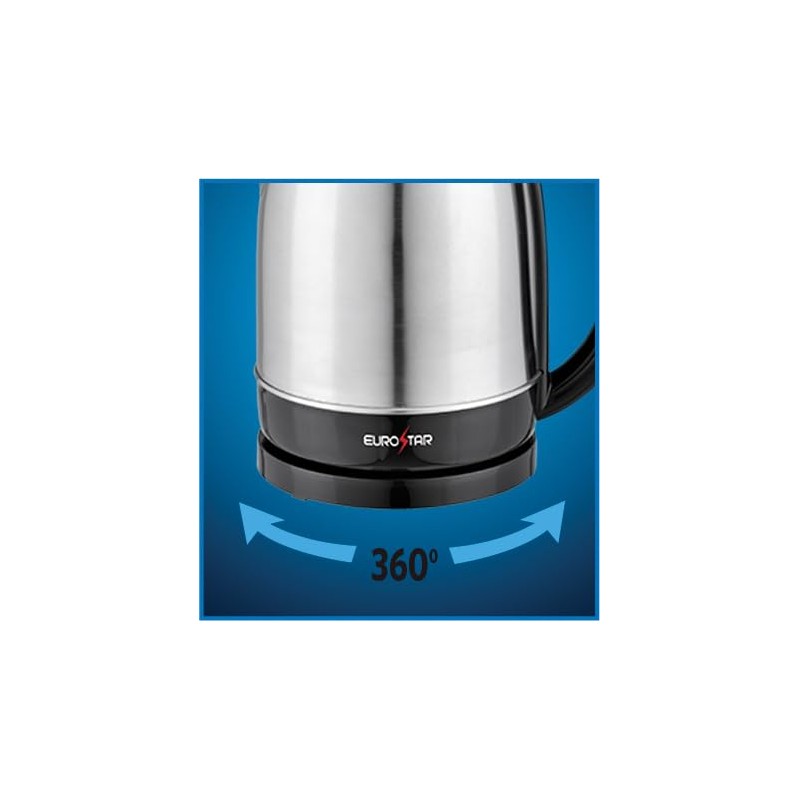 EUROSTAR EKS170SS 1.7L Stainless Steel Electric Kettle, Black