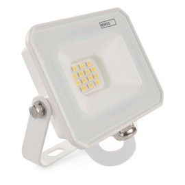 EMOS SIMPO LED Spotlight 10 W IP65 Waterproof Floodlight for Wet Room or Outdoor Use Super Bright 1000 lm Neutral White 4000 K Life 15,000 Hours with 15 cm Connection Cable White